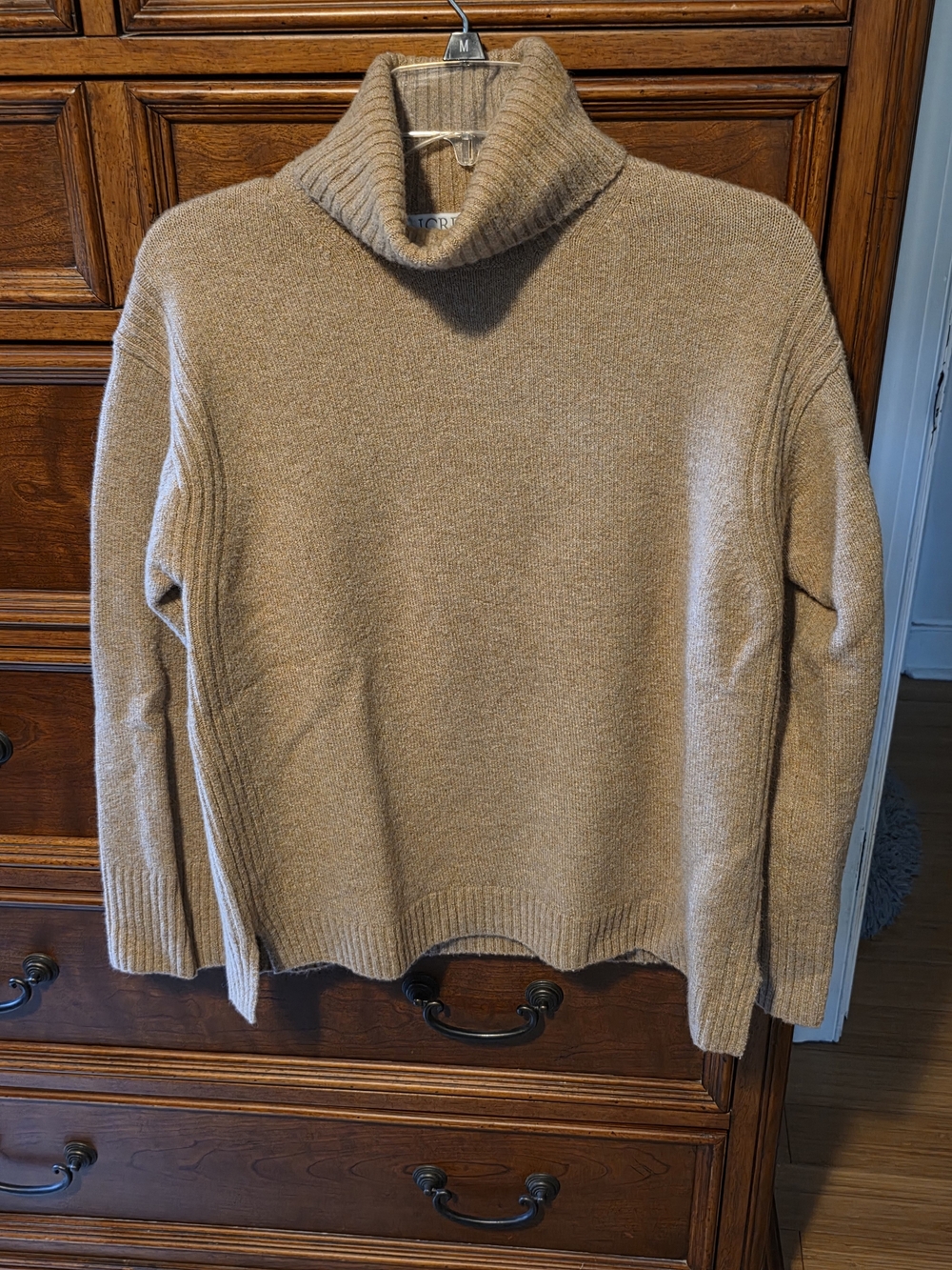 Turtleneck Sweater in Tan - Women's Cozy Knit